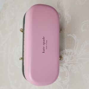 Kate Spade ♠️ hard clam shell sunglass case pink green rose gold
